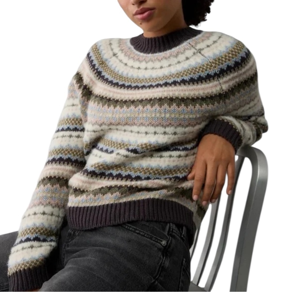 AMERICAN EAGLE Festive Feel Knit Sweater - Cream/Brown/Blue Size XS — NWT!!!
